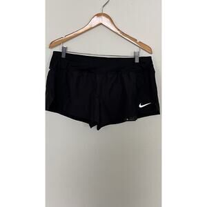 Nike Shorts Womens Sz XL DRI-FIT Running Performance Gym Brief Lined BLACK